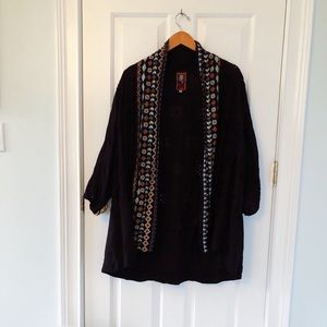 Black Embroidered Kimono